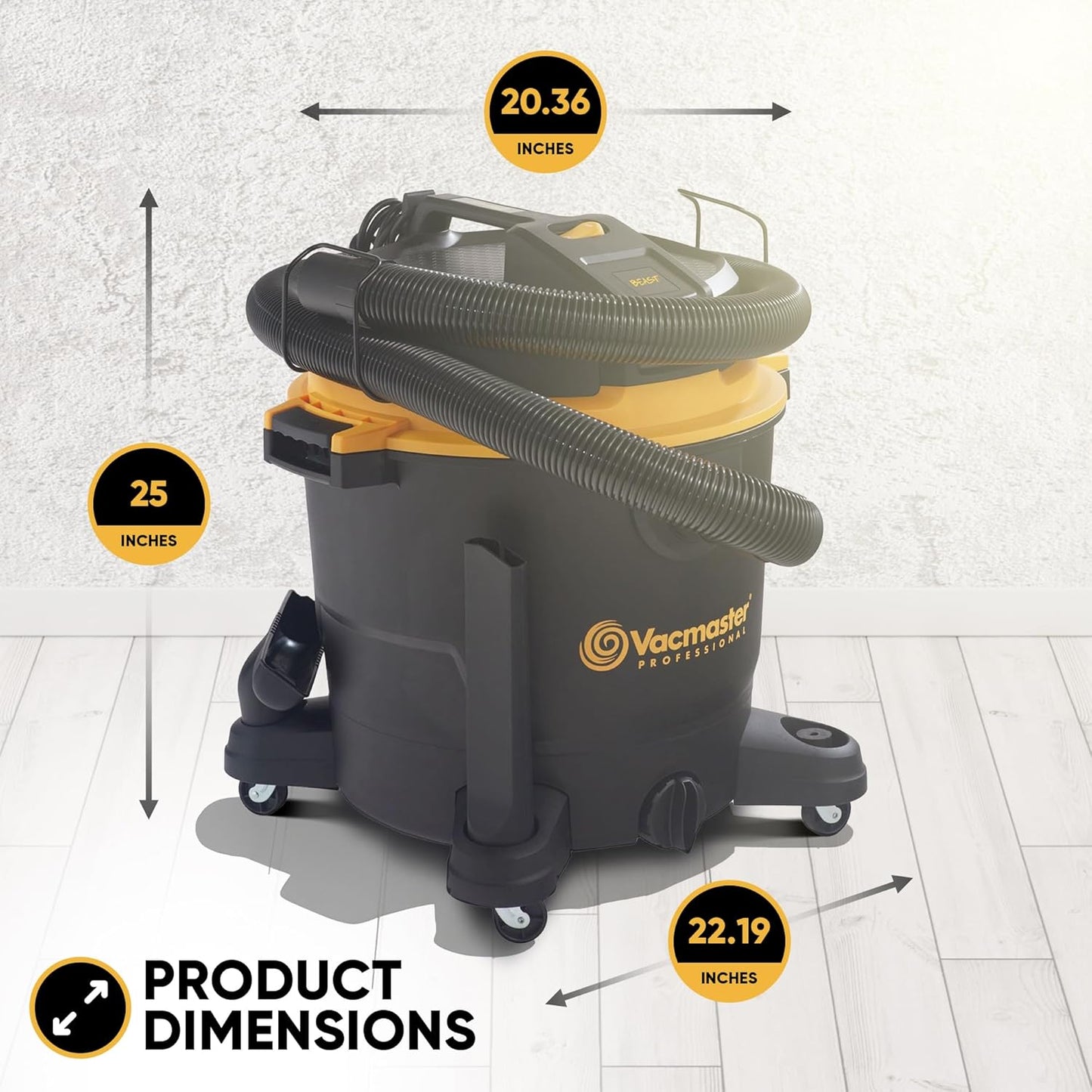 Professional - Wet/Dry Vac, 16 Gallon, Beast Series, 6.5 HP 2-1/2" Hose (VJH1612PF0201), Black